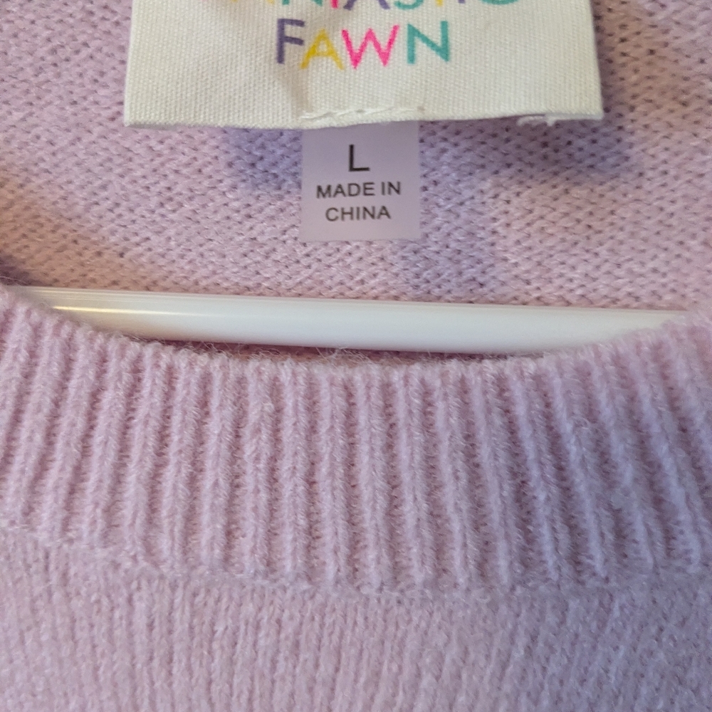 NEW Pastel Lavender/Pink Stitch Knit Sweater Oversize L/XL/XXL - Picture 11 of 13
